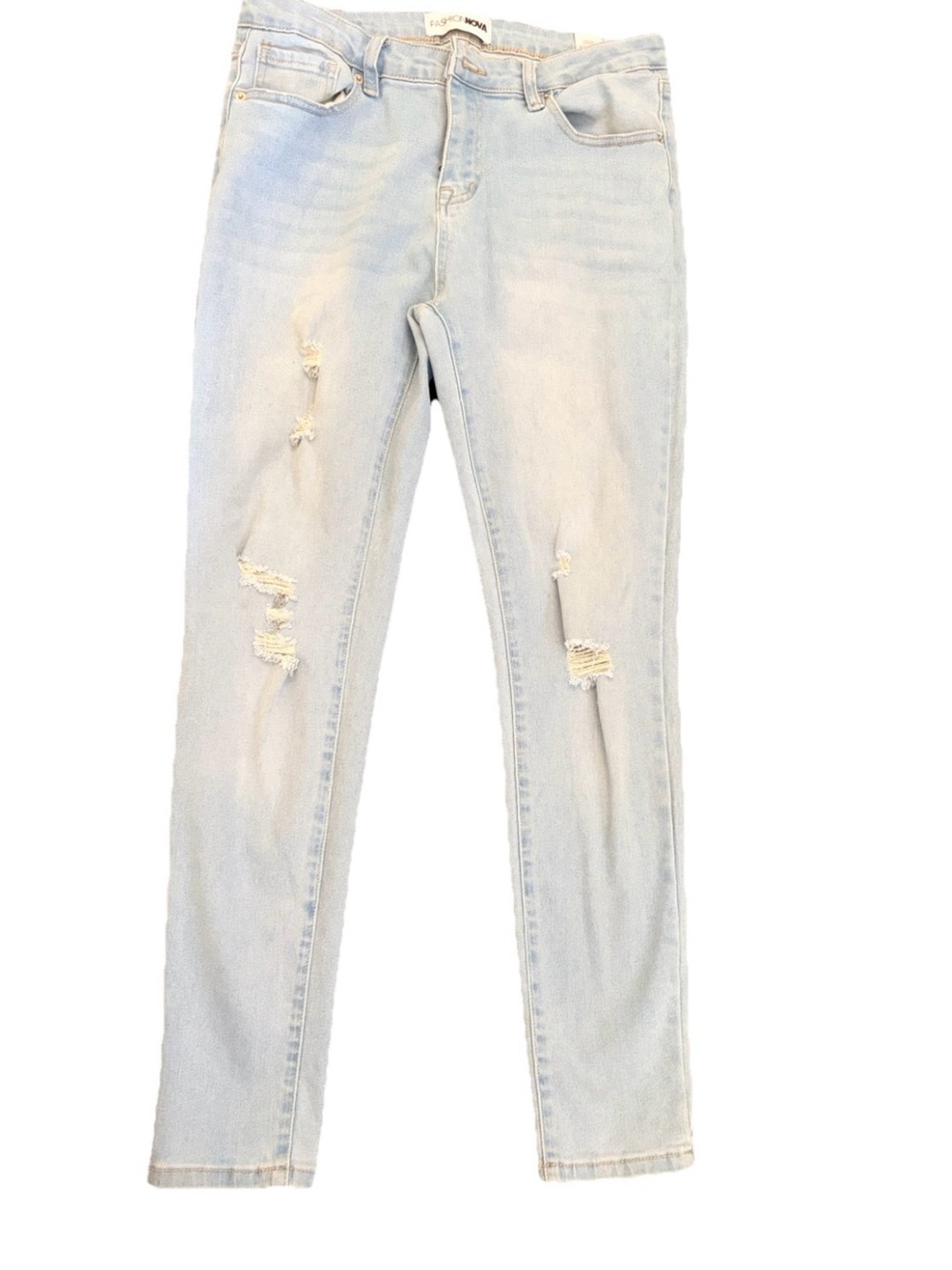 Fashion Nova Distressed Skinny Jeans - Black, Light Blue & Medium Blue - Size 11 - Picture 3 of 4